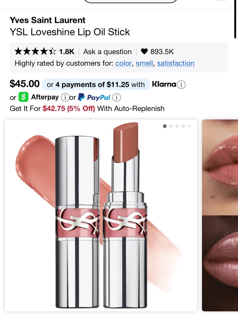 Yves Saint Laurent Loveshine Lip Oil Stick — Peachy Nude